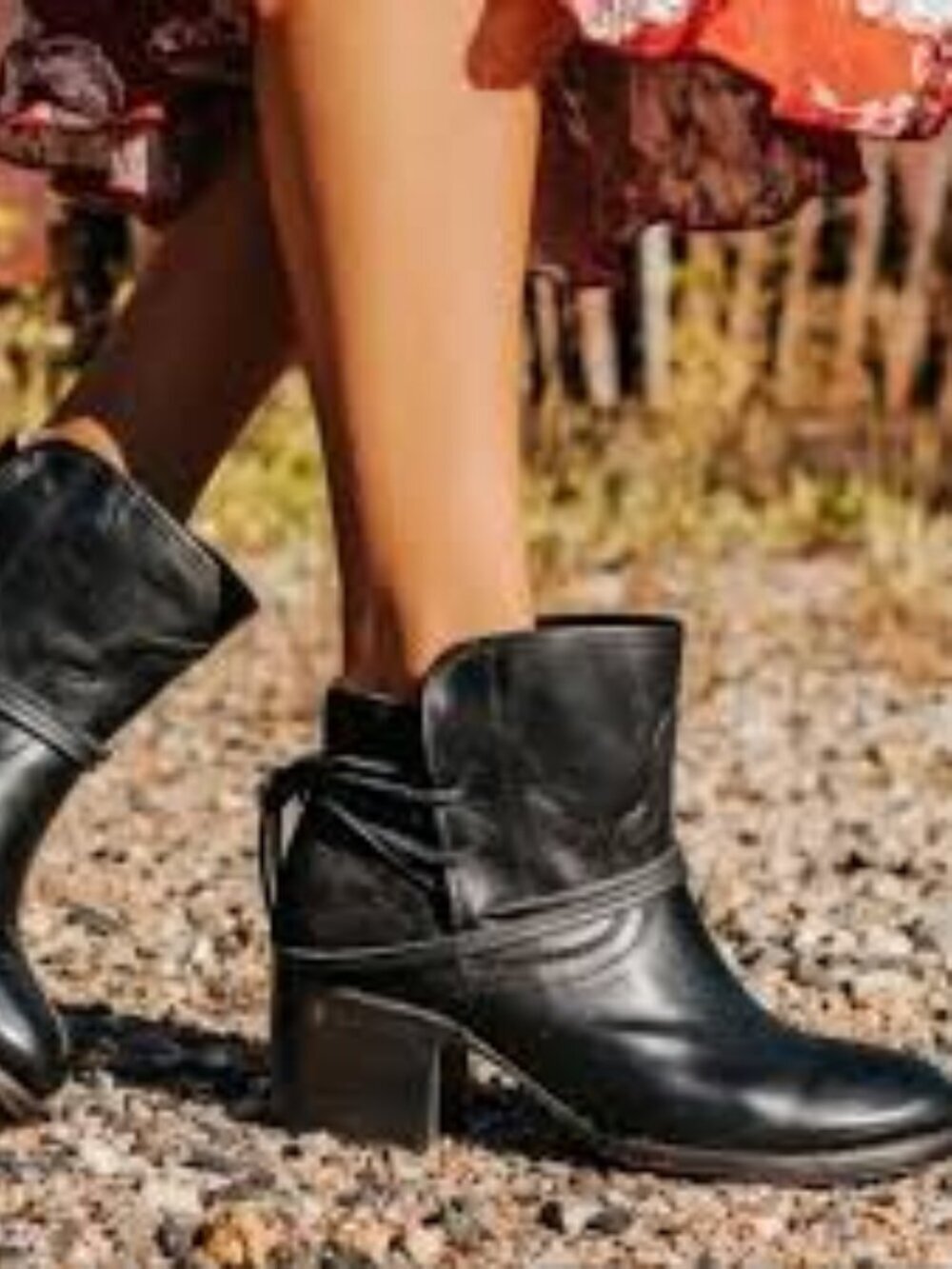 Freebird by Steven Casey Black Leather Western Ankle Boots